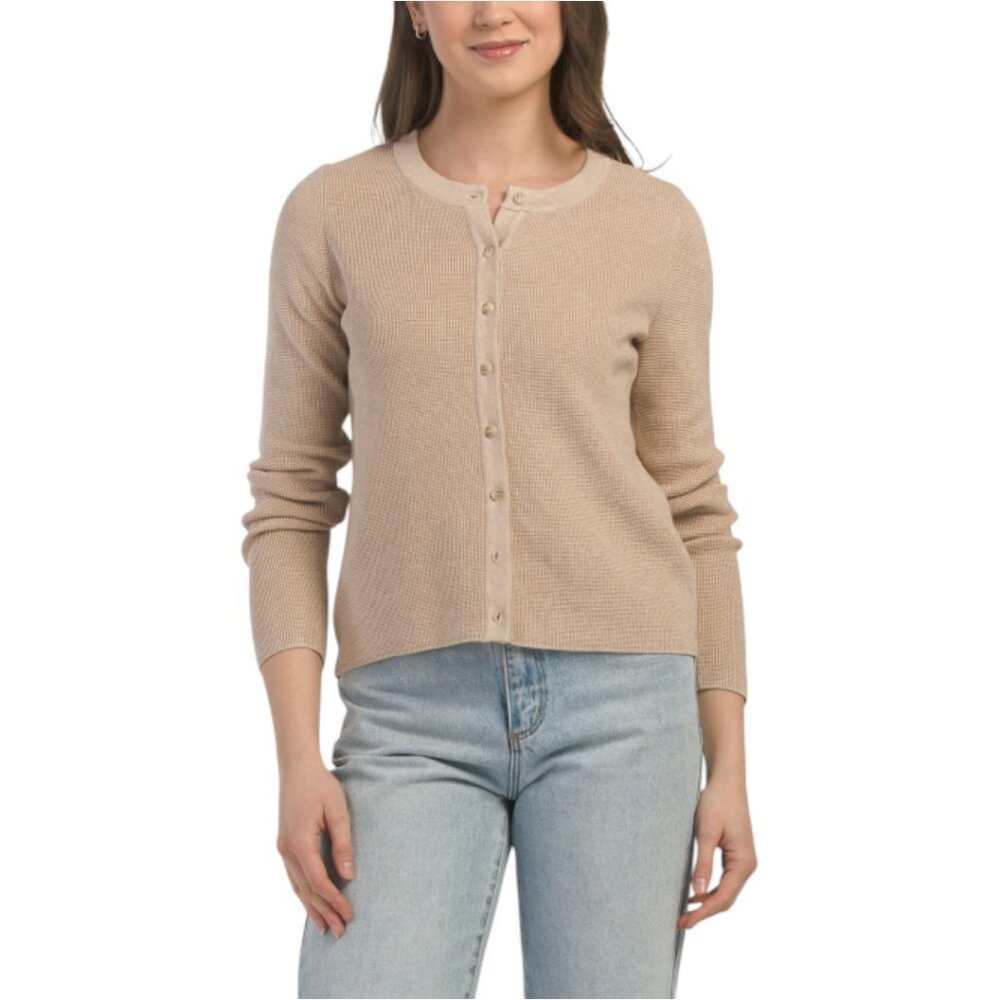 CYRUS Waffle Button Front Cardigan